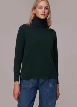 Dark Green Cashmere Roll Neck Jumper