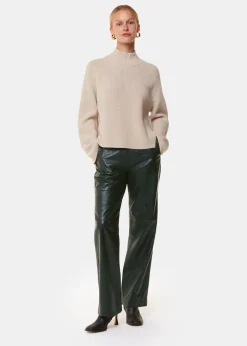 Dark Green Delia Croc Leather Trouser