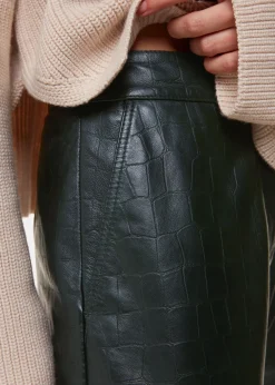 Dark Green Delia Croc Leather Trouser