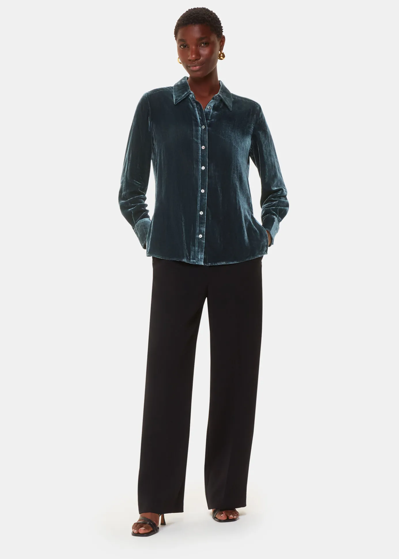 Dark Green Lara Velvet Shirt