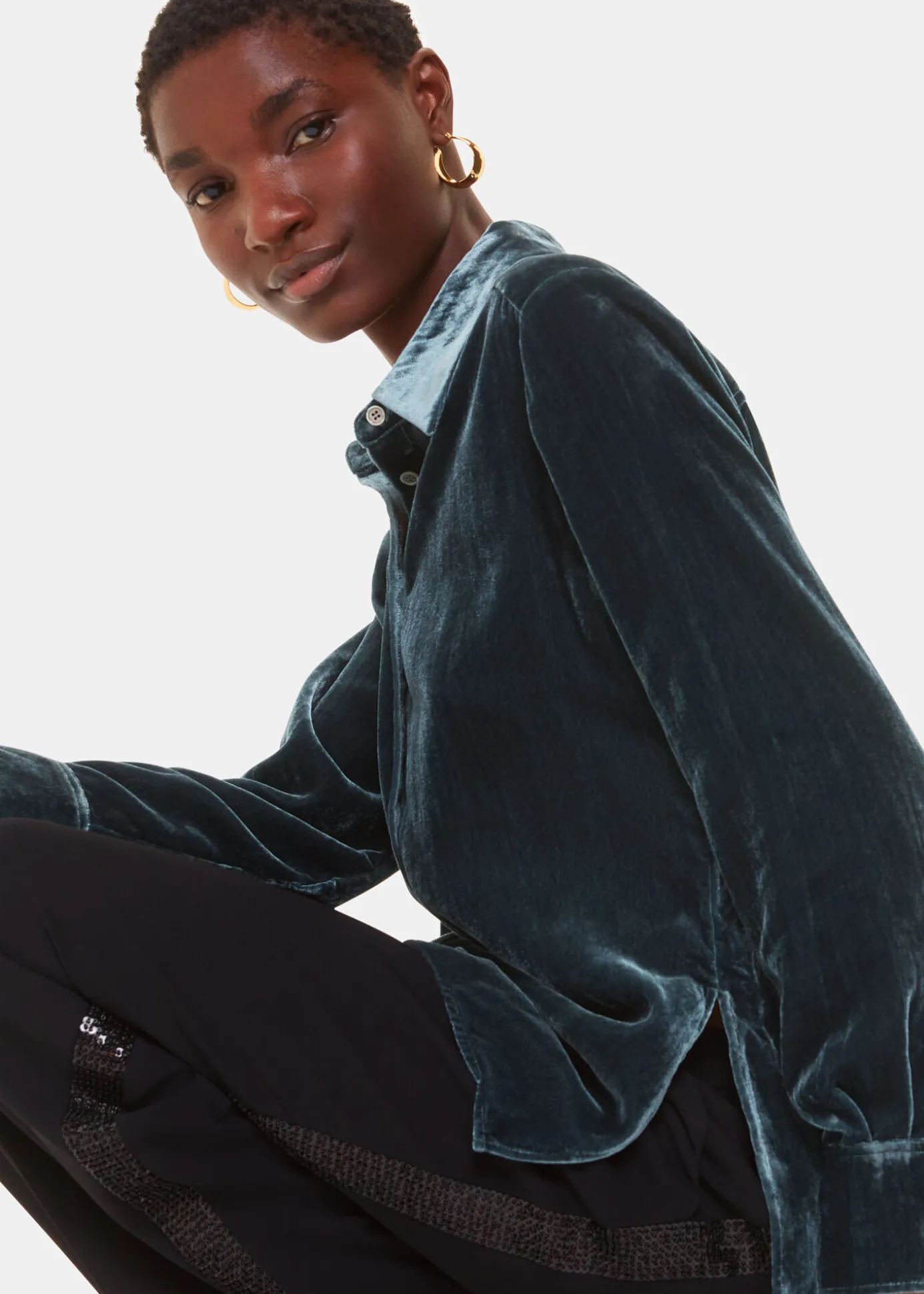 Dark Green Lara Velvet Shirt