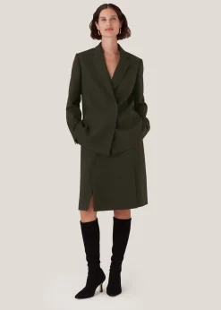 Dark Green Natalie Wool Blend Blazer