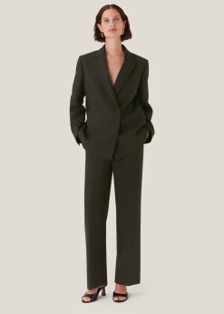 Dark Green Natalie Wool Blend Blazer