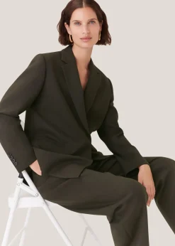 Dark Green Natalie Wool Blend Blazer