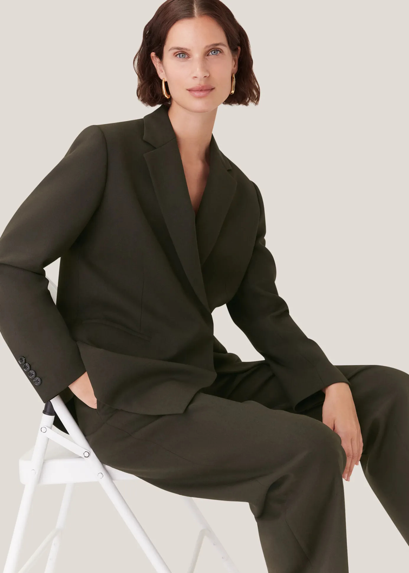 Dark Green Natalie Wool Blend Blazer