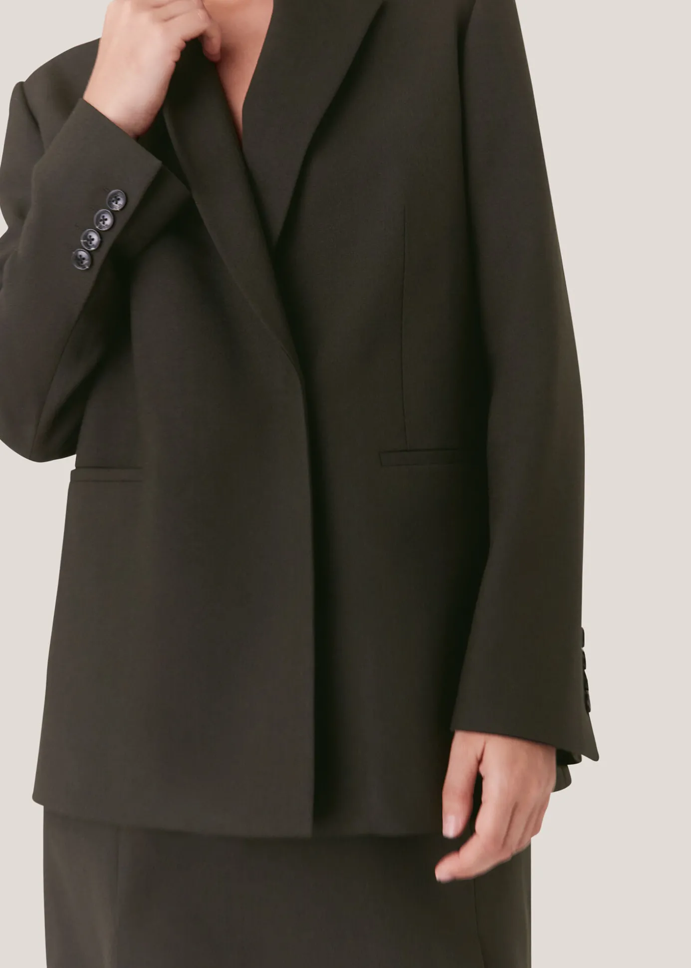 Dark Green Natalie Wool Blend Blazer