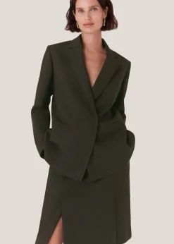Dark Green Natalie Wool Blend Skirt