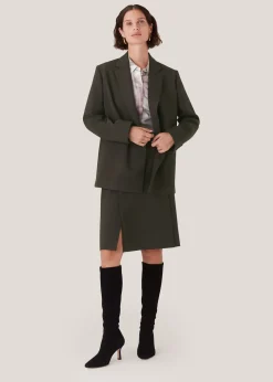 Dark Green Natalie Wool Blend Skirt