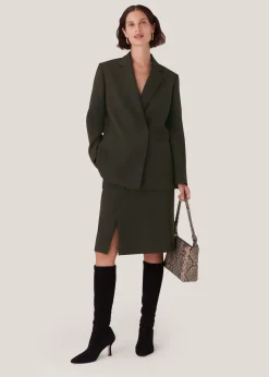 Dark Green Natalie Wool Blend Skirt