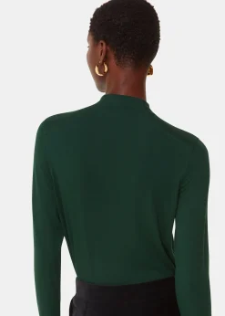 Dark Green Ruched Front Detail Jersey Top