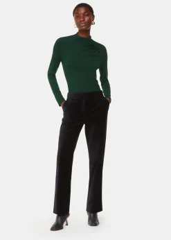 Dark Green Ruched Front Detail Jersey Top