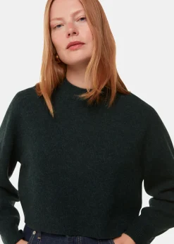 Dark Green Wool Crop Relaxed Knit
