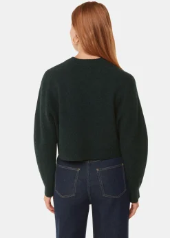 Dark Green Wool Crop Relaxed Knit