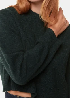 Dark Green Wool Crop Relaxed Knit