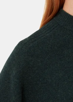 Dark Green Wool Crop Relaxed Knit