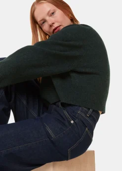 Dark Green Wool Crop Relaxed Knit