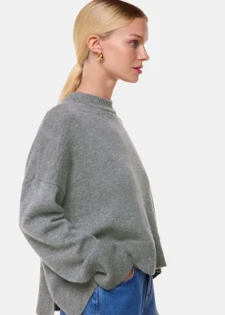 Dark Grey Cashmere Blend Split Back Knit