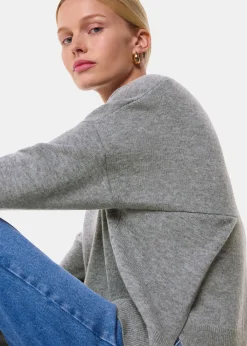 Dark Grey Cashmere Blend Split Back Knit