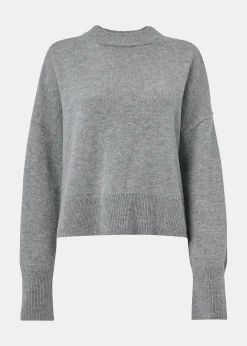 Dark Grey Cashmere Blend Split Back Knit