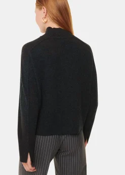Dark Grey Cashmere Funnel Neck