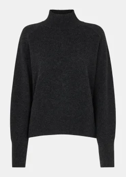 Dark Grey Cashmere Funnel Neck
