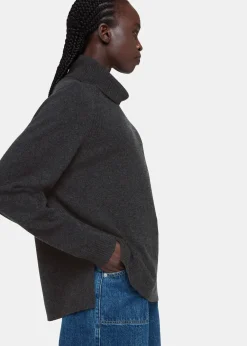 Dark Grey Cashmere Roll Neck