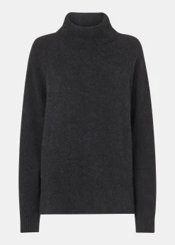 Dark Grey Cashmere Roll Neck