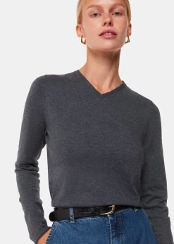 Dark Grey Mila V Neck Knit