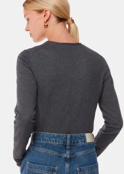 Dark Grey Mila V Neck Knit