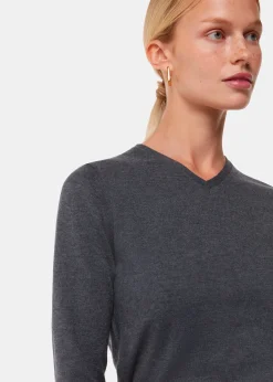 Dark Grey Mila V Neck Knit