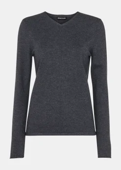 Dark Grey Mila V Neck Knit
