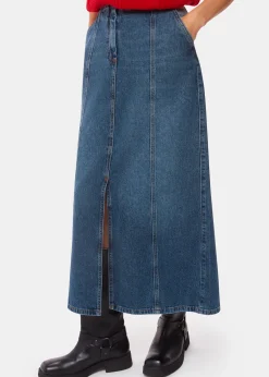 Denim Patchwork Denim Midi Skirt