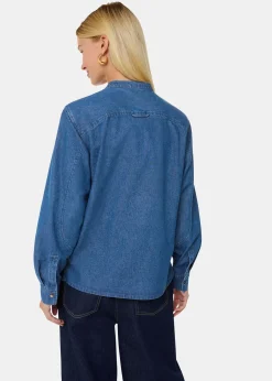 Denim Pintuck Detail Denim Shirt