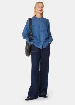 Denim Pintuck Detail Denim Shirt