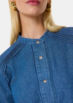 Denim Pintuck Detail Denim Shirt