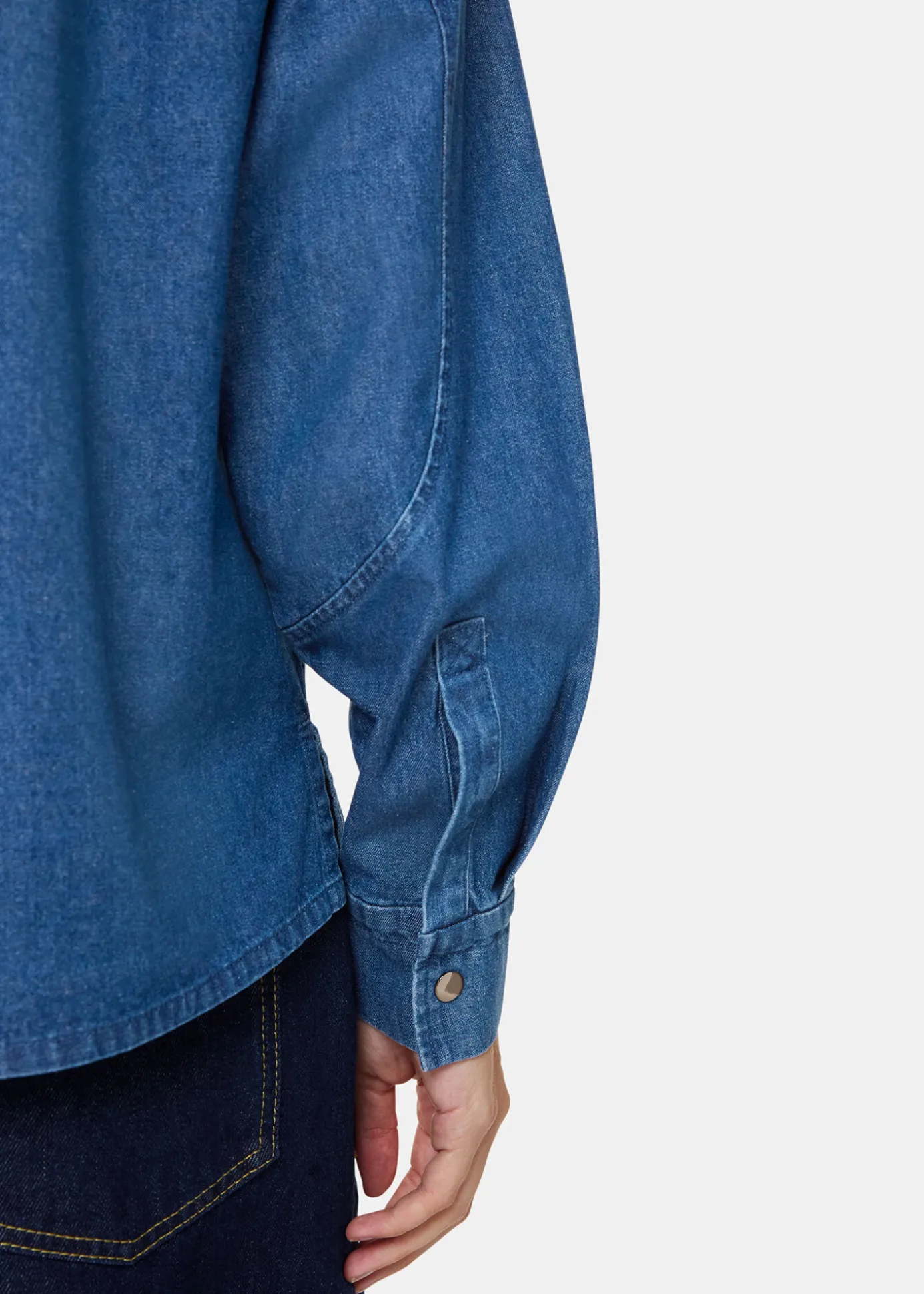 Denim Pintuck Detail Denim Shirt