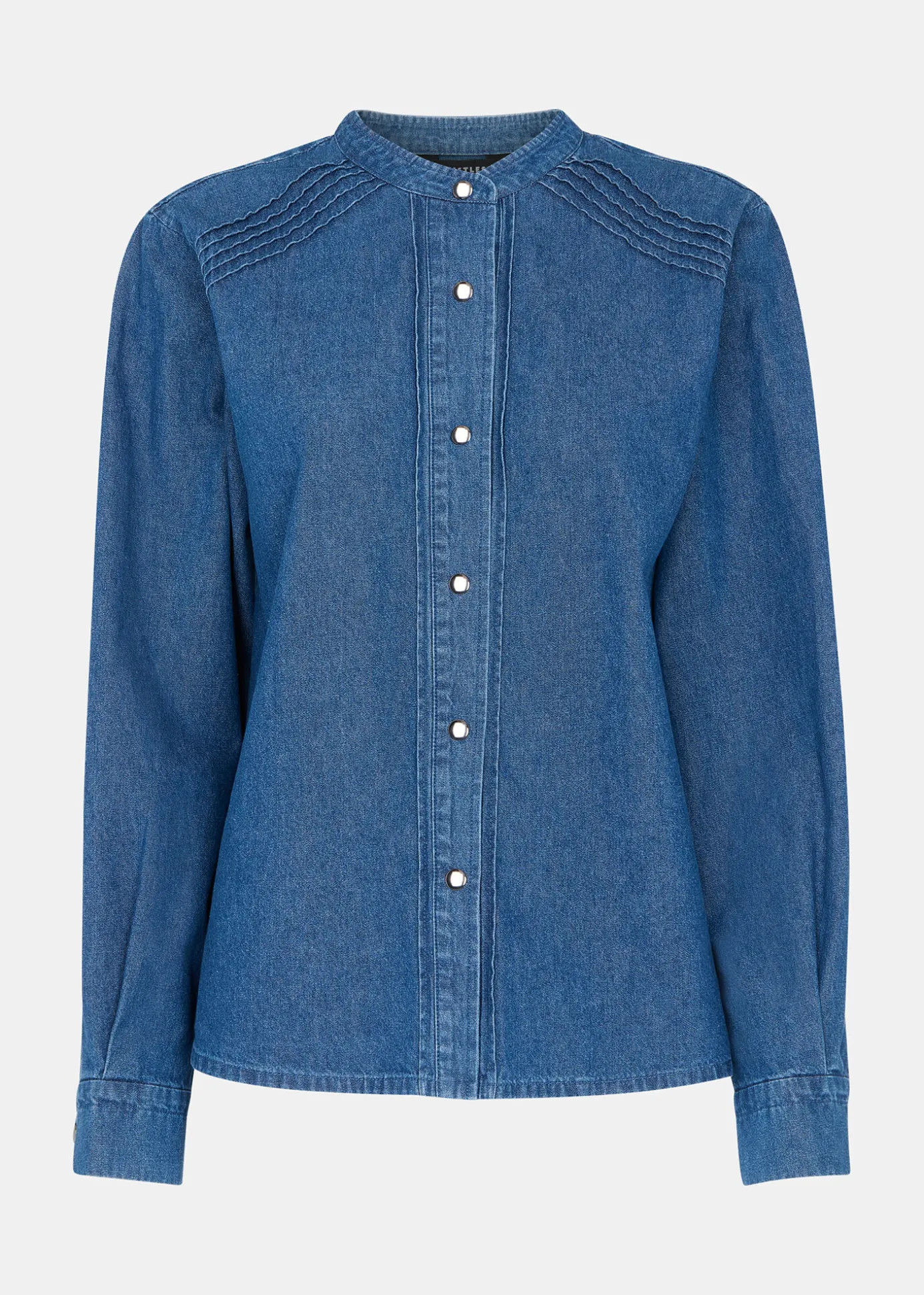 Denim Pintuck Detail Denim Shirt
