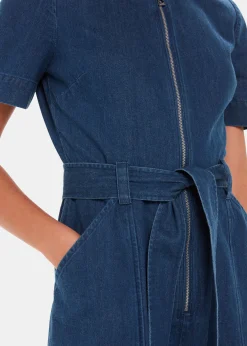 Denim Short Sleeve Denim Jumpsuit