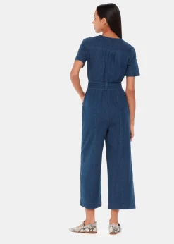 Denim Short Sleeve Denim Jumpsuit