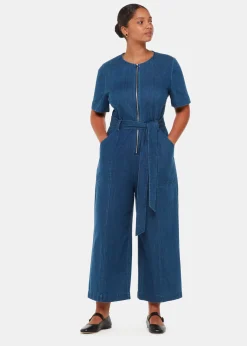 Denim Short Sleeve Denim Jumpsuit