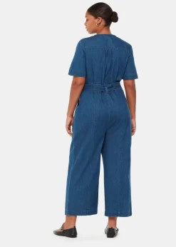 Denim Short Sleeve Denim Jumpsuit