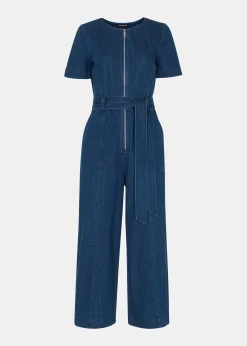 Denim Short Sleeve Denim Jumpsuit