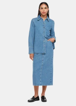 Denim Straight Denim Midi Skirt