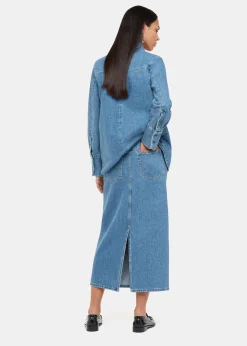 Denim Straight Denim Midi Skirt