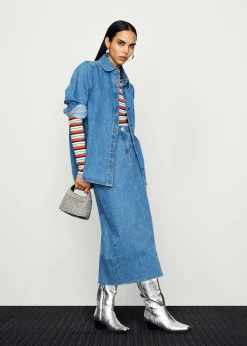 Denim Straight Denim Midi Skirt
