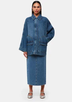 Denim Straight Denim Midi Skirt