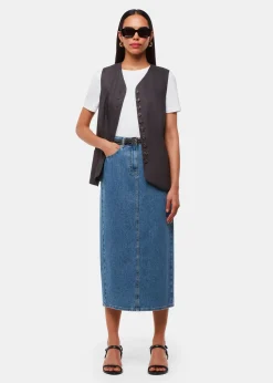 Denim Straight Denim Midi Skirt
