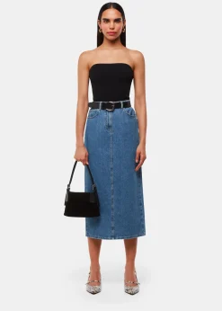 Denim Straight Denim Midi Skirt