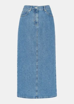 Denim Straight Denim Midi Skirt