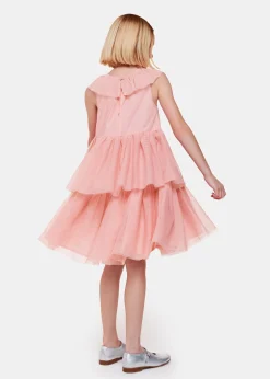 Dusty Pink Tilda Tulle Frill Sleeve Dress